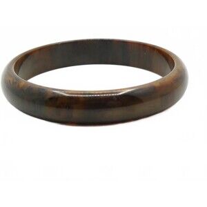 Vintage Bakelite Bracelet Bangle Brown Root Beer Marble Stackable